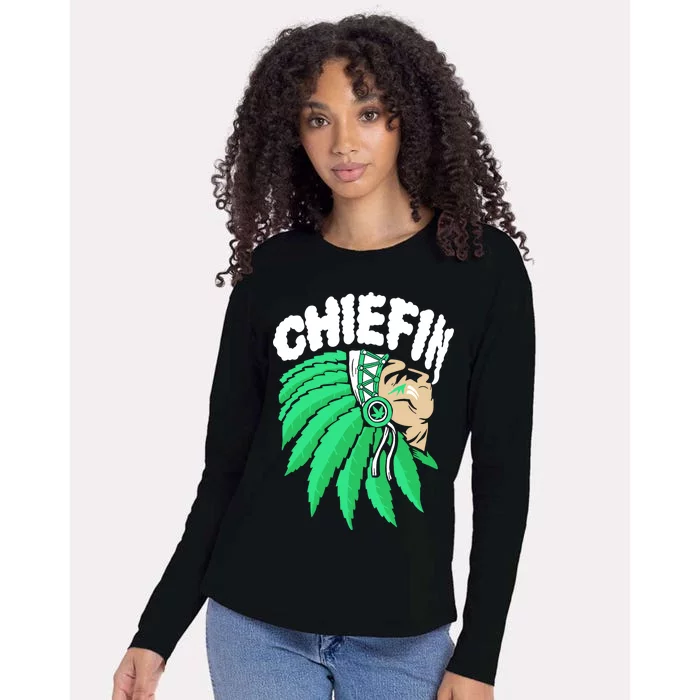 Chiefin Smoke Weed Native American Womens Cotton Relaxed Long Sleeve T-Shirt