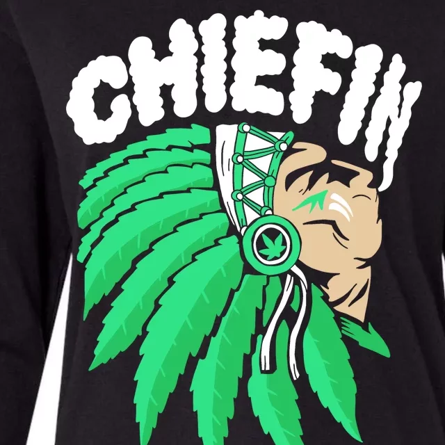 Chiefin Smoke Weed Native American Womens Cotton Relaxed Long Sleeve T-Shirt