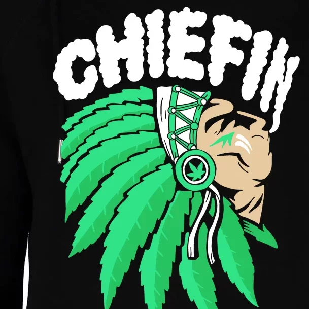 Chiefin Smoke Weed Native American Womens Funnel Neck Pullover Hood