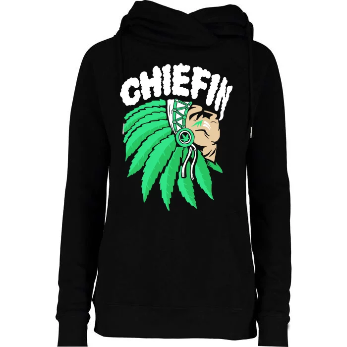 Chiefin Smoke Weed Native American Womens Funnel Neck Pullover Hood