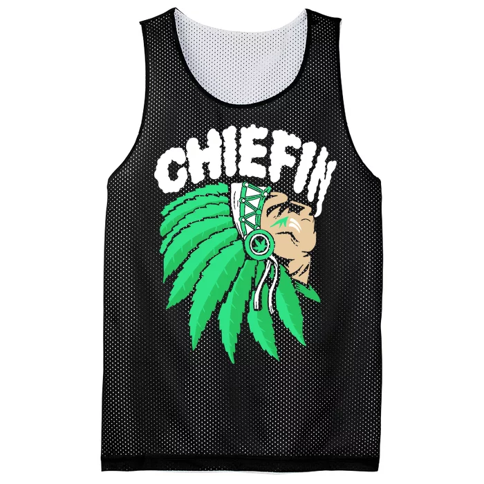 Chiefin Smoke Weed Native American Mesh Reversible Basketball Jersey Tank