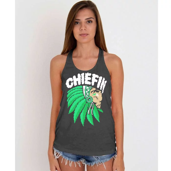 Chiefin Smoke Weed Native American Women's Knotted Racerback Tank