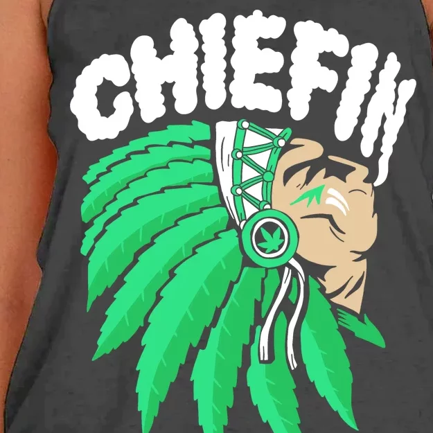 Chiefin Smoke Weed Native American Women's Knotted Racerback Tank