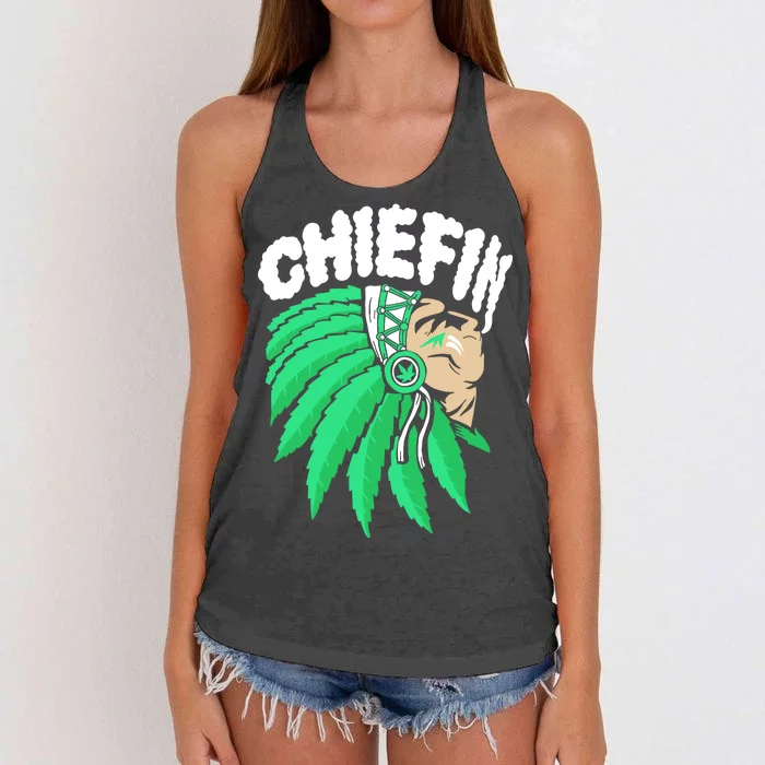 Chiefin Smoke Weed Native American Women's Knotted Racerback Tank