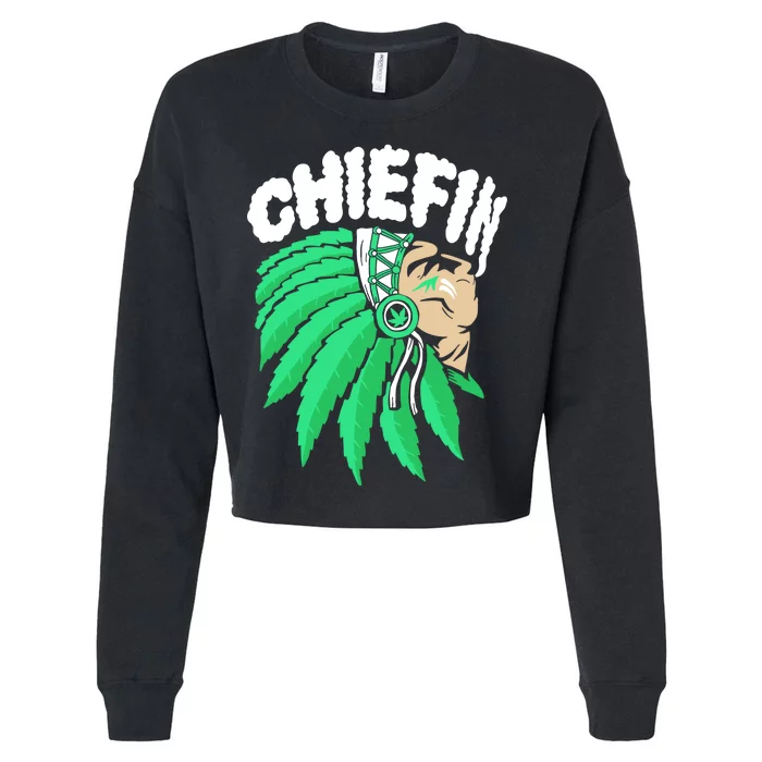 Chiefin Smoke Weed Native American Cropped Pullover Crew