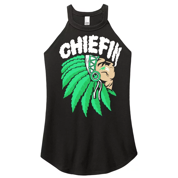 Chiefin Smoke Weed Native American Women’s Perfect Tri Rocker Tank