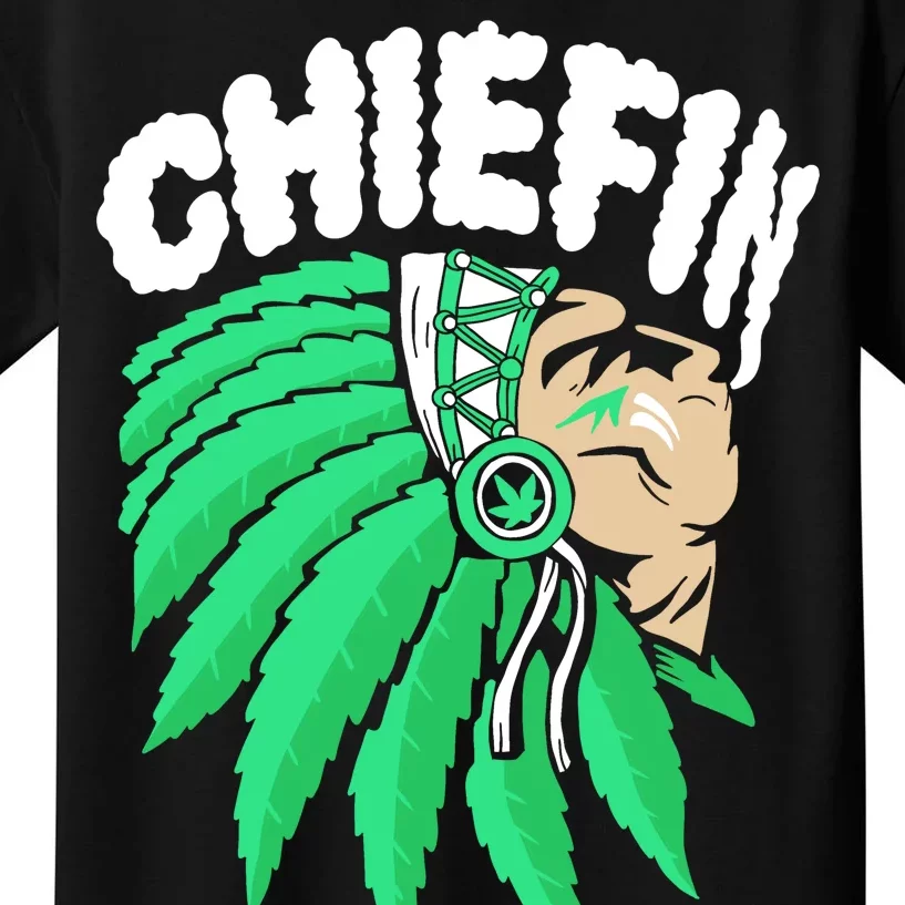 Chiefin Smoke Weed Native American Kids T-Shirt