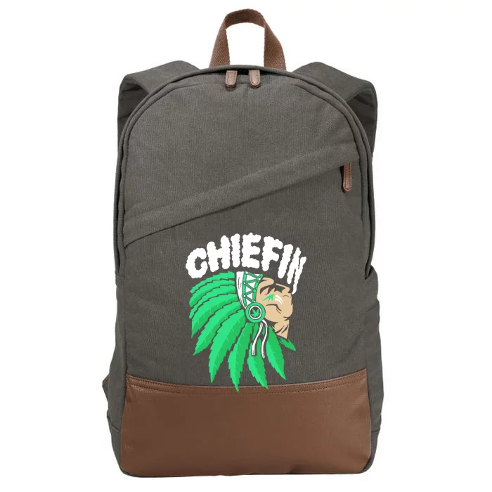 Chiefin Smoke Weed Native American Cotton Canvas Backpack