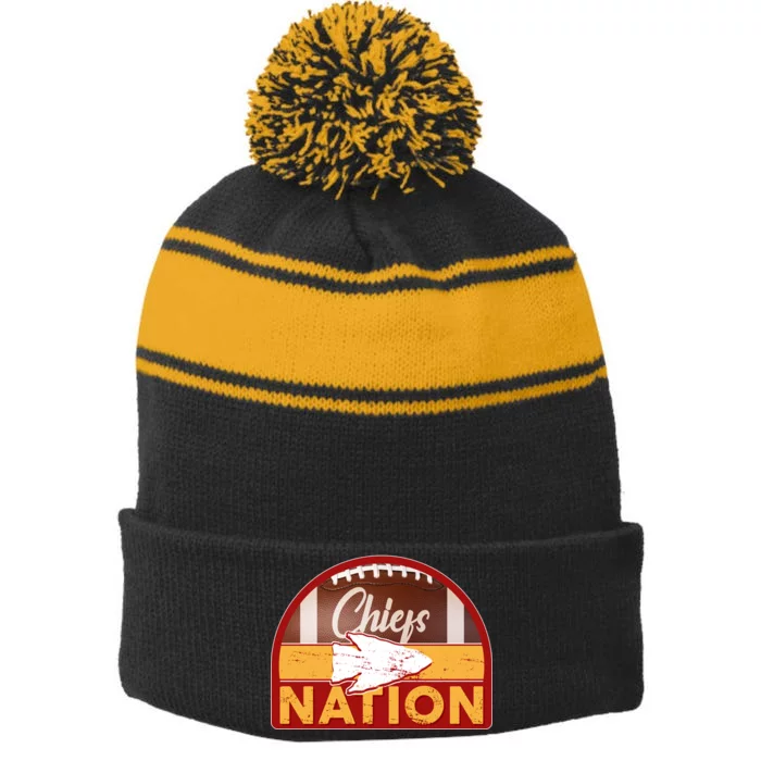 Chiefs Nation Football Stripe Pom Pom Beanie