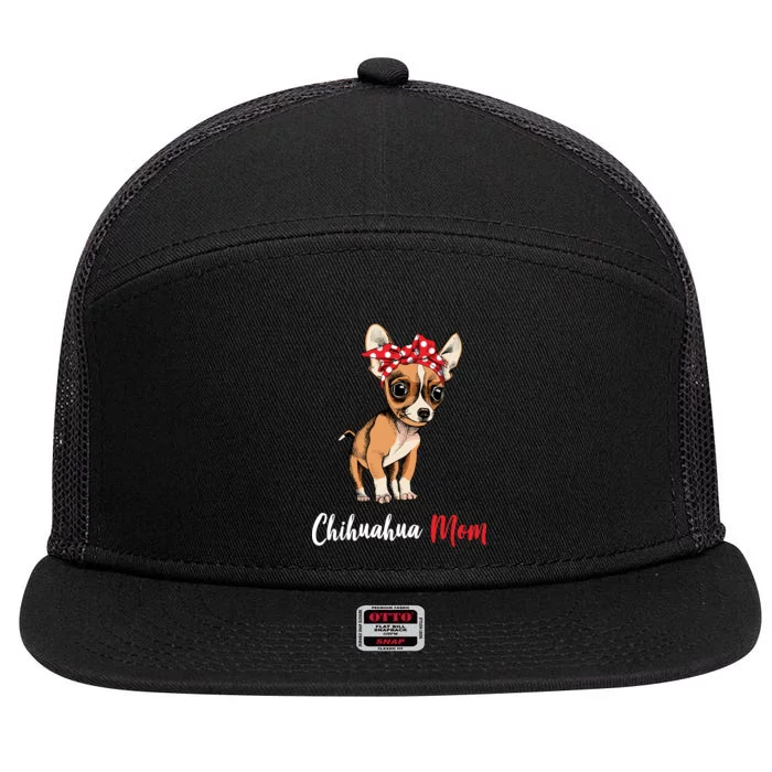 Chihuahua Mom 7 Panel Mesh Trucker Snapback Hat