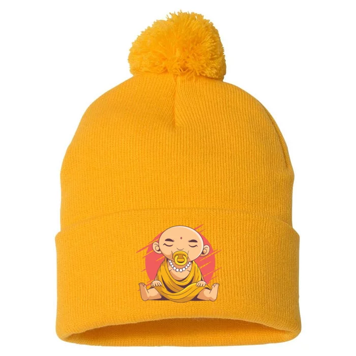 Child Buddha Pom Pom 12in Knit Beanie