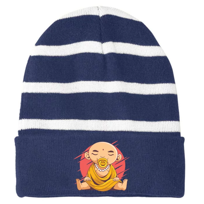 Child Buddha Striped Beanie with Solid Band