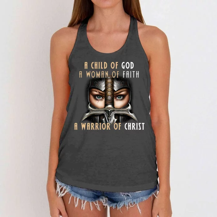 Child of God Woman of Faith Warrior Of Christ Women's Knotted Racerback Tank