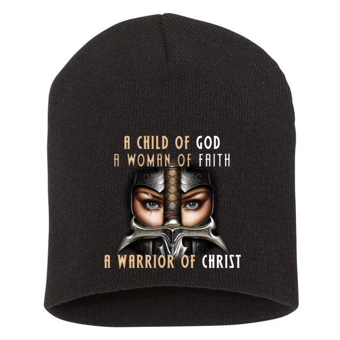 Child of God Woman of Faith Warrior Of Christ Short Acrylic Beanie