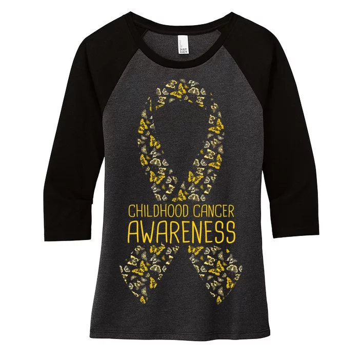 Childhood Cancer Awareness Women's Tri-Blend 3/4-Sleeve Raglan Shirt