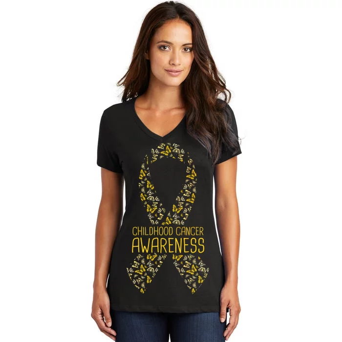 Childhood Cancer Awareness Women's V-Neck T-Shirt