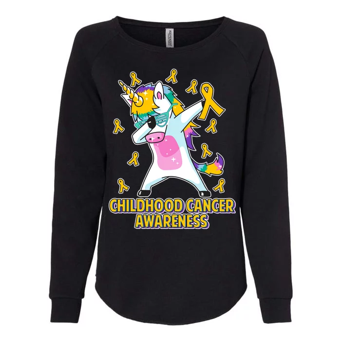 Childhood Cancer Awareness Dabbing Unicorn Womens California Wash Sweatshirt