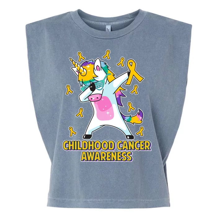 Childhood Cancer Awareness Dabbing Unicorn Garment-Dyed Women's Muscle Tee