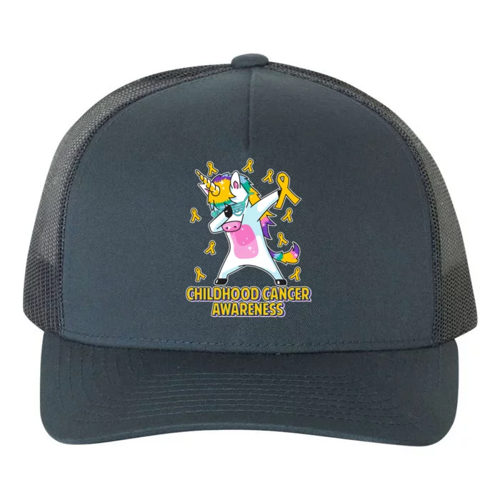 Childhood Cancer Awareness Dabbing Unicorn Yupoong Adult 5-Panel Trucker Hat