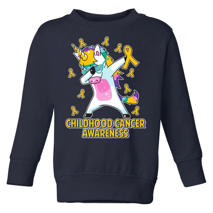 Childhood Cancer Awareness Dabbing Unicorn Toddler Sweatshirt