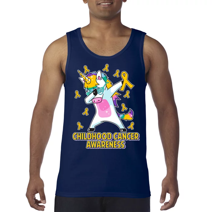 Childhood Cancer Awareness Dabbing Unicorn Tank Top