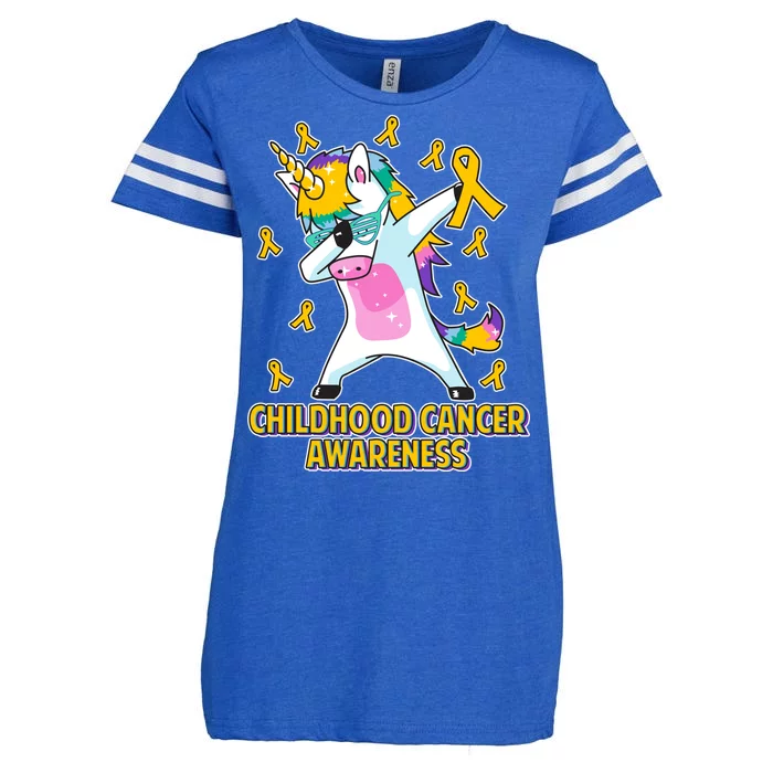 Childhood Cancer Awareness Dabbing Unicorn Enza Ladies Jersey Football T-Shirt