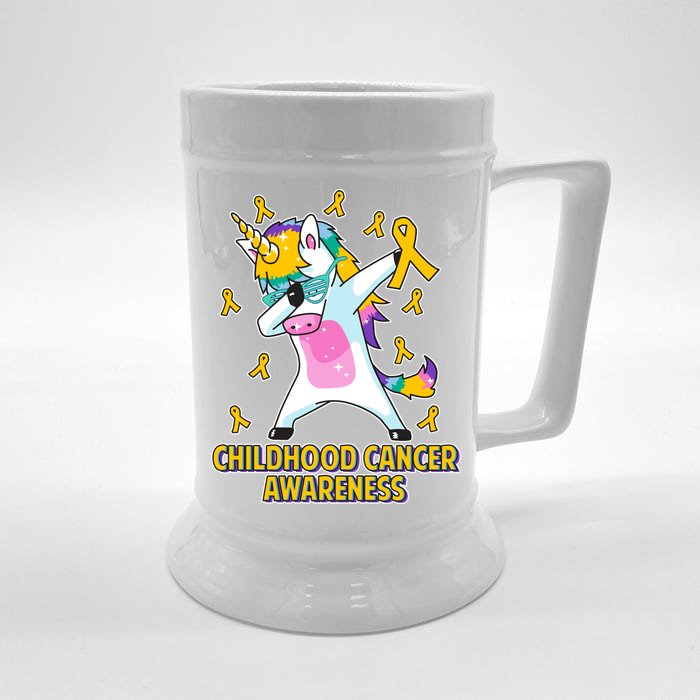 Childhood Cancer Awareness Dabbing Unicorn Front & Back Beer Stein