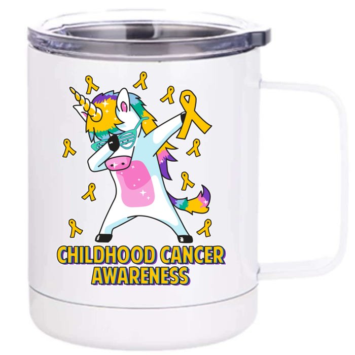 Childhood Cancer Awareness Dabbing Unicorn Front & Back 12oz Stainless Steel Tumbler Cup