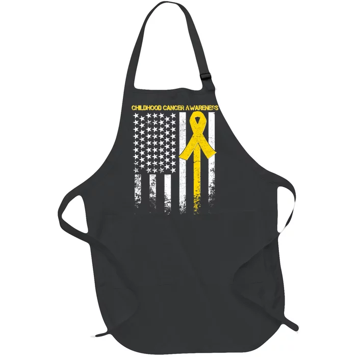 Childhood Cancer Awareness Flag Full-Length Apron With Pocket