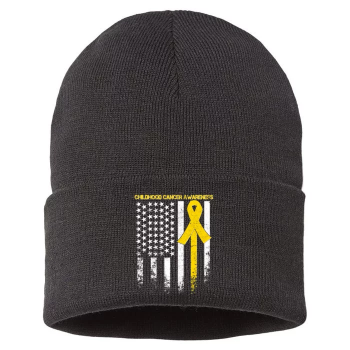 Childhood Cancer Awareness Flag Sustainable Knit Beanie