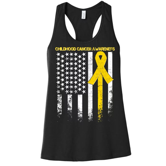 Childhood Cancer Awareness Flag Women's Racerback Tank