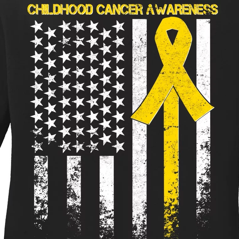 Childhood Cancer Awareness Flag Ladies Long Sleeve Shirt