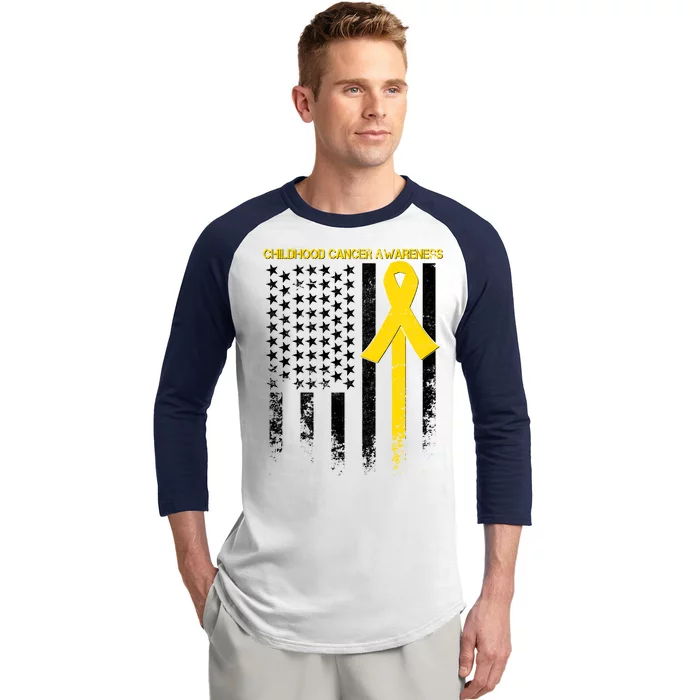 Childhood Cancer Awareness Flag Baseball Sleeve Shirt