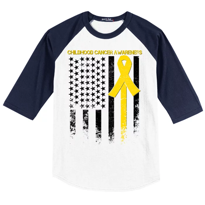 Childhood Cancer Awareness Flag Baseball Sleeve Shirt