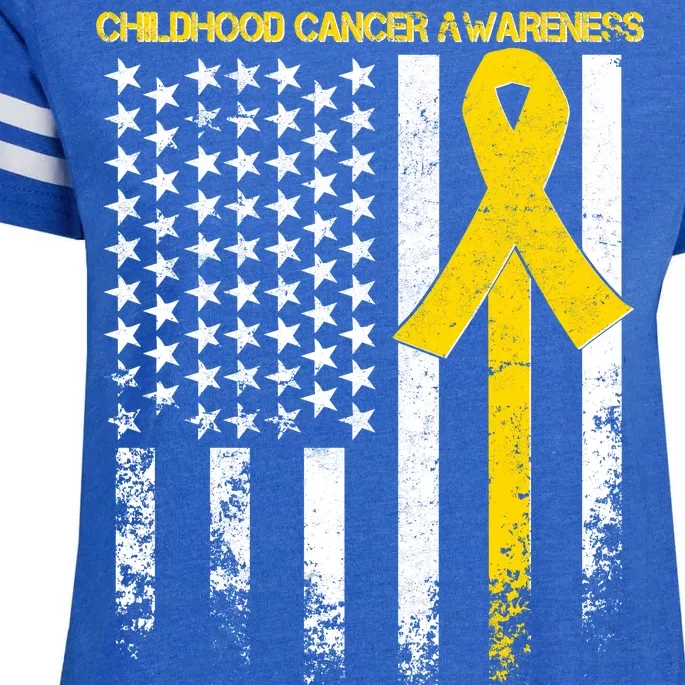 Childhood Cancer Awareness Flag Enza Ladies Jersey Football T-Shirt