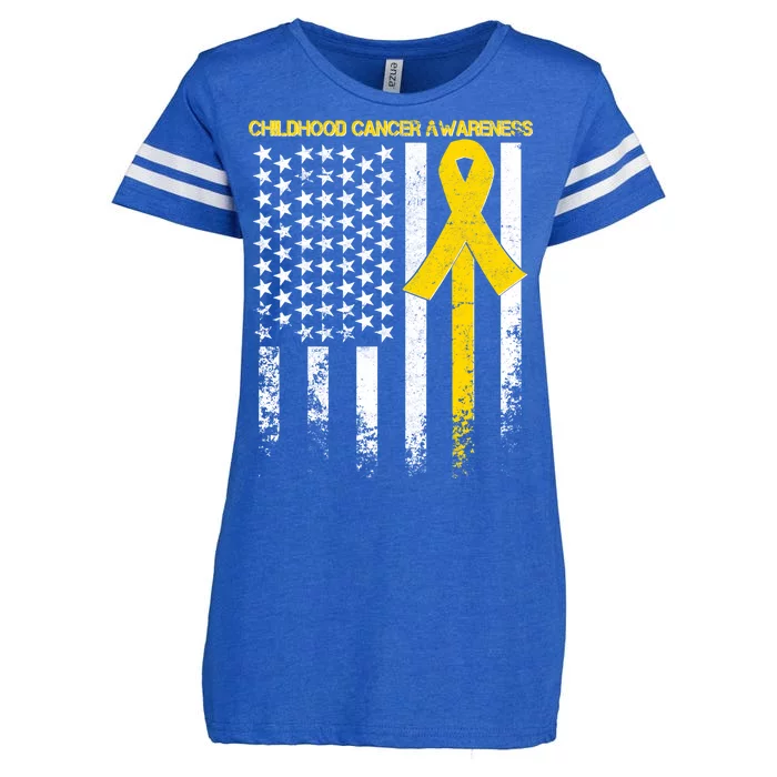 Childhood Cancer Awareness Flag Enza Ladies Jersey Football T-Shirt