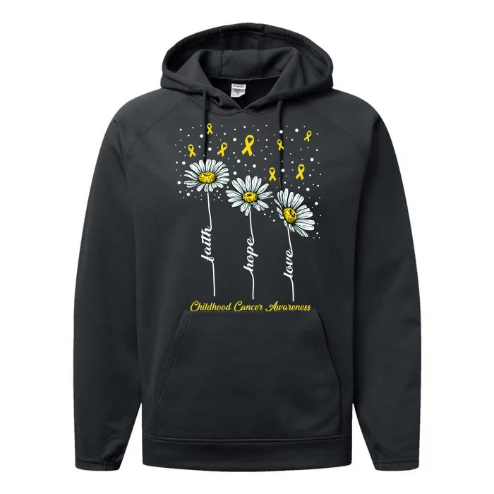 Childhood Cancer Awareness Flower Ribbons Performance Fleece Hoodie