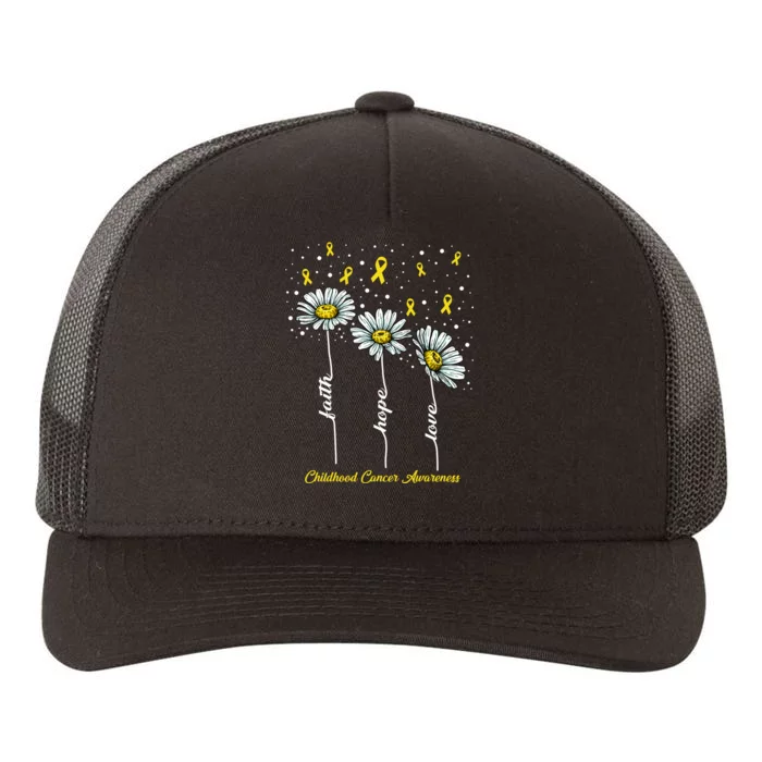 Childhood Cancer Awareness Flower Ribbons Yupoong Adult 5-Panel Trucker Hat