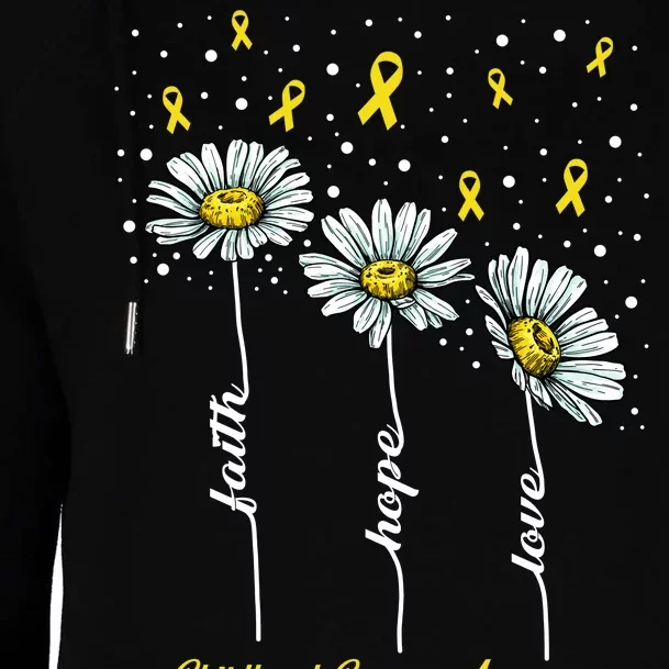 Childhood Cancer Awareness Flower Ribbons Womens Funnel Neck Pullover Hood