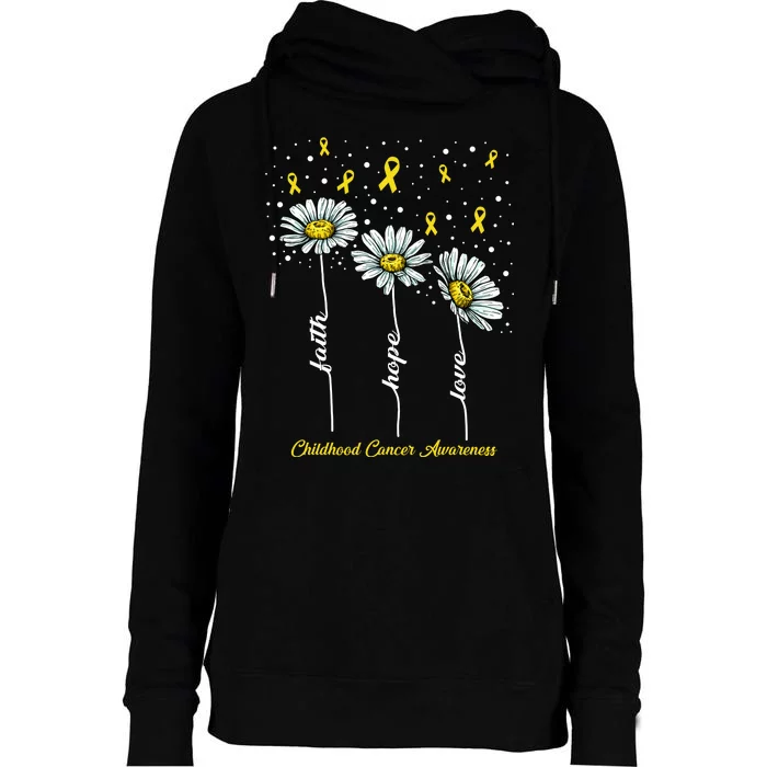 Childhood Cancer Awareness Flower Ribbons Womens Funnel Neck Pullover Hood