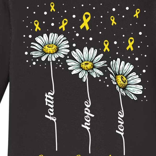 Childhood Cancer Awareness Flower Ribbons Baby Long Sleeve Bodysuit