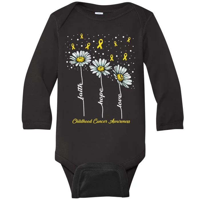 Childhood Cancer Awareness Flower Ribbons Baby Long Sleeve Bodysuit