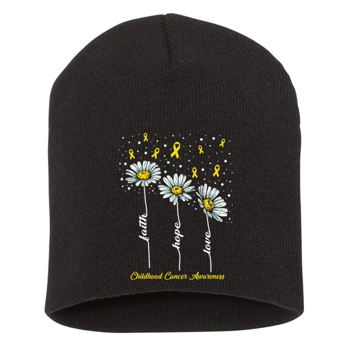 Childhood Cancer Awareness Flower Ribbons Short Acrylic Beanie