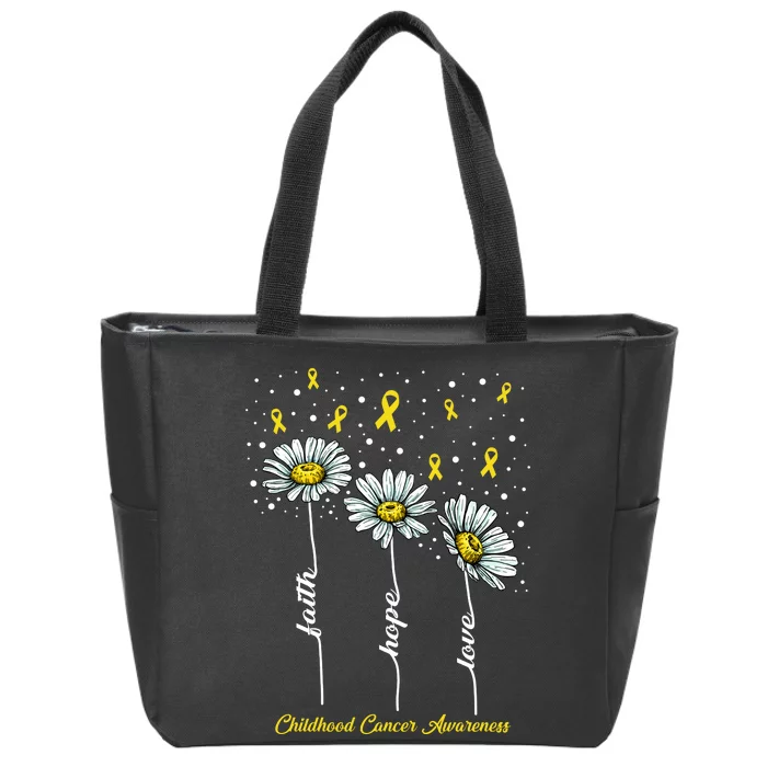 Childhood Cancer Awareness Flower Ribbons Zip Tote Bag