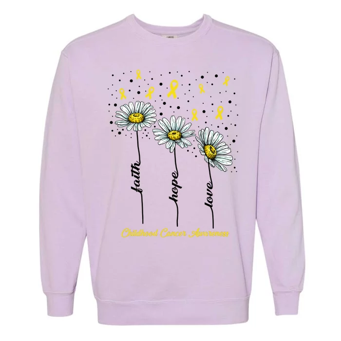 Childhood Cancer Awareness Flower Ribbons Garment-Dyed Sweatshirt