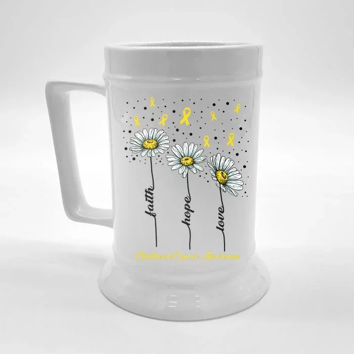 Childhood Cancer Awareness Flower Ribbons Front & Back Beer Stein