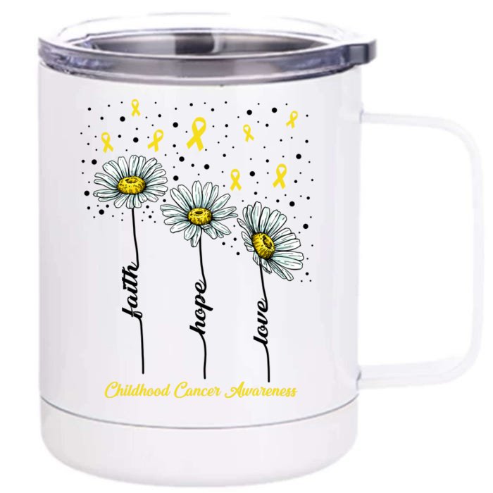 Childhood Cancer Awareness Flower Ribbons Front & Back 12oz Stainless Steel Tumbler Cup