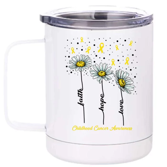 Childhood Cancer Awareness Flower Ribbons Front & Back 12oz Stainless Steel Tumbler Cup