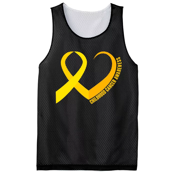 Childhood Cancer Awareness Yellow Ribbon Heart Mesh Reversible Basketball Jersey Tank