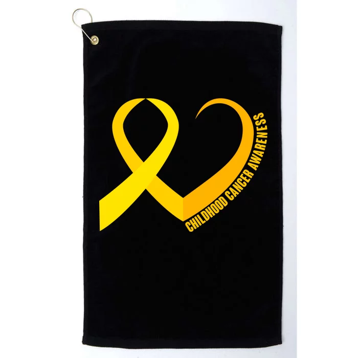 Childhood Cancer Awareness Yellow Ribbon Heart Platinum Collection Golf Towel